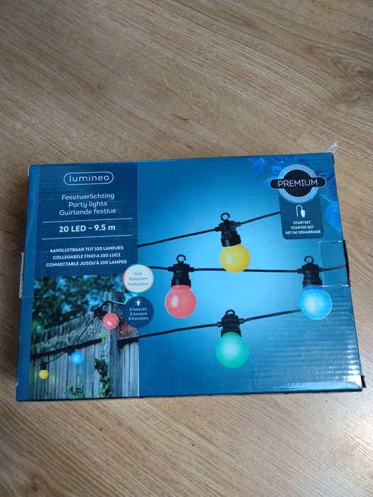 Girlanda Ogrodowa Świetlna 20 LED Multikolor 9,5m+5m.