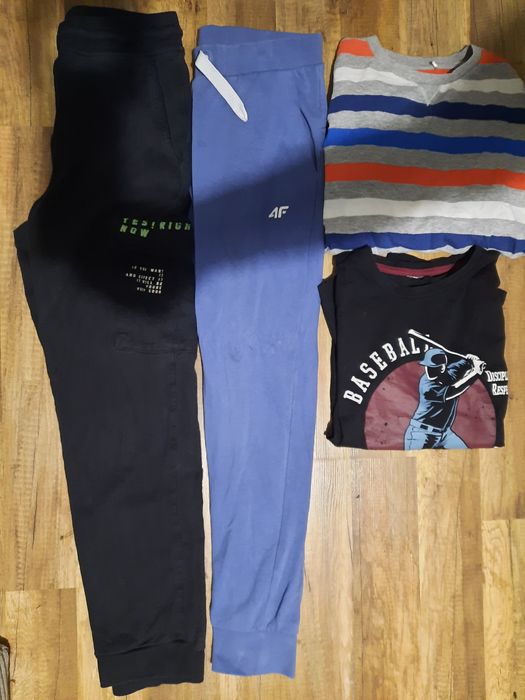 Spodnie dresowe+koszulki z długim rękawem  rozm.158cm-4szt