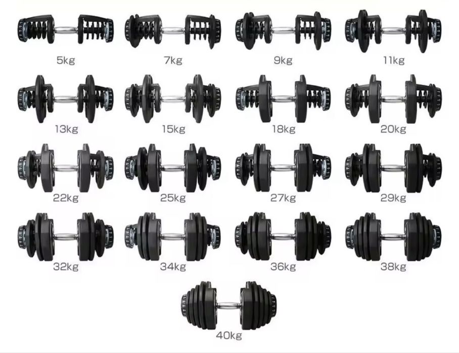 Conjunto de Halteres com suporte 5 à 40 kg
