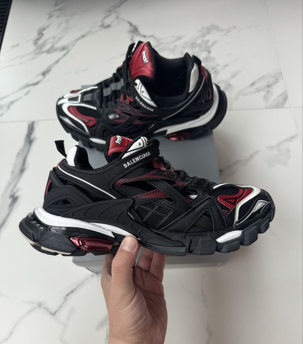 (36-45) Топові кросівки Balenciaga Track 2.0 Black/Red беленсіага