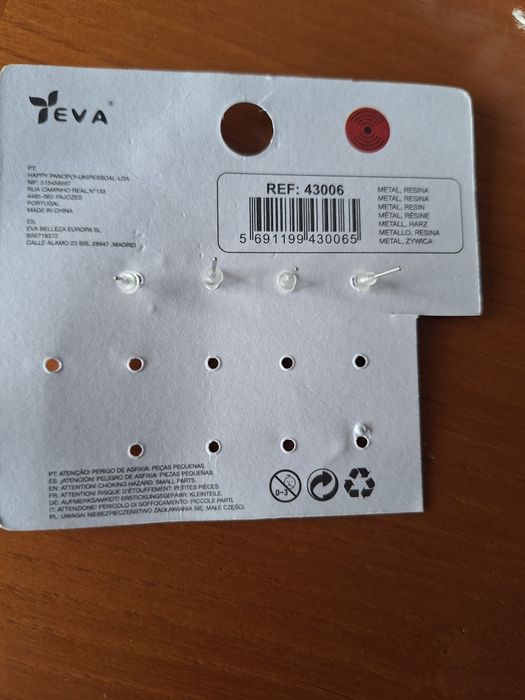 2 Pares de Brincos Prateados Eva