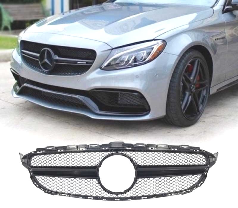 GRELHA FRONTAL MERCEDES W205 14-16 LOOK AMG C63 PRETO