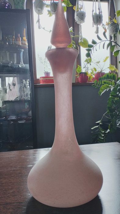Murano Seguso pink Scavo butla karafka lata 60