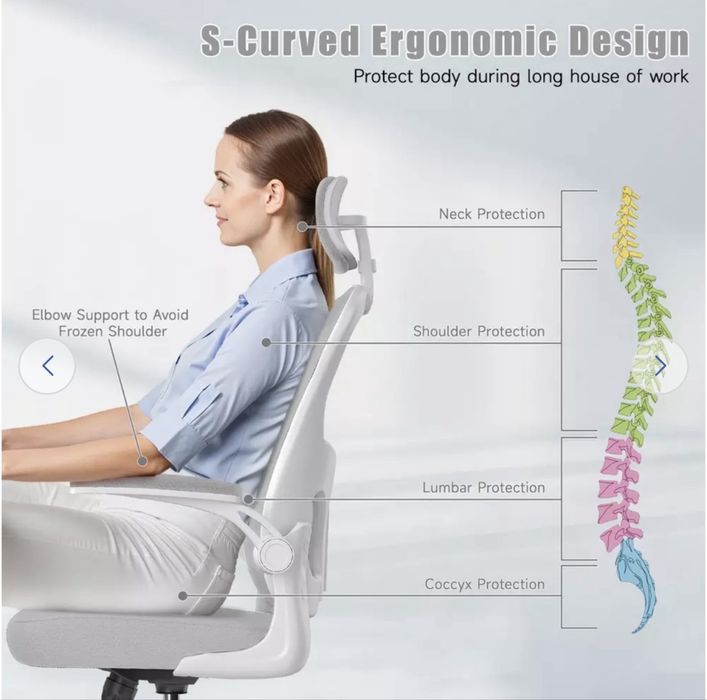 Cadeira de Escritório de Malha Ergonómica