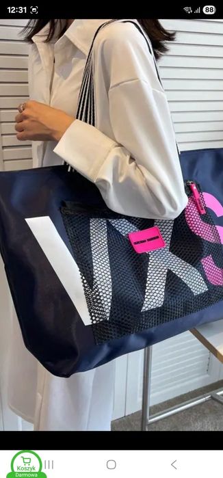 Hit duża torba sport damska nylon shopper siłownia shopping big