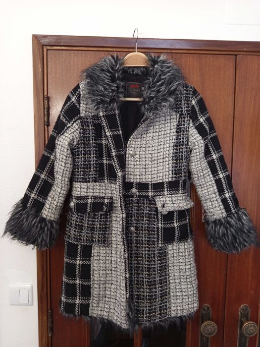 Casaco CATIMINI p/ menina 10 anos em lã c/ capuz gola e punhos