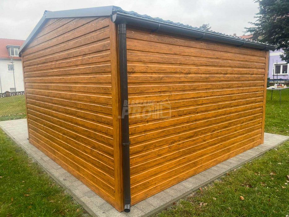 Schowekogrodowy 4x4m okno rynny  Blachodachówka dach dwuspadowy GP529