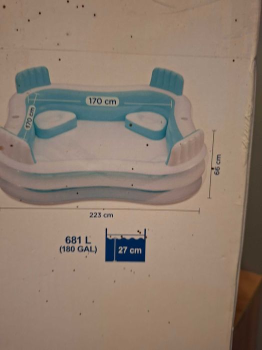 basen Summer Waves Jumbo Family Pool Premium 2 pierścienie 223 x 223 x 66 cm