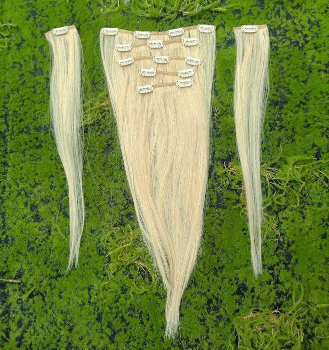 Zestaw clip in z włosów naturalnych ok 53cm blond