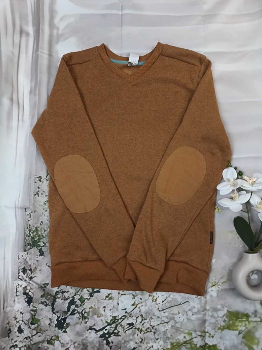 Męski sweter Decathlon M musztardowo brązowy ciepły casual vintage retro basic autumn knit smart casual klasyczny wygodny