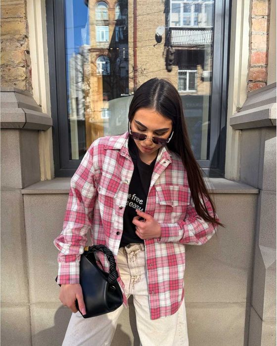 Koszula flanelowa damska w kratę oversize XS/S/M HIT 2026