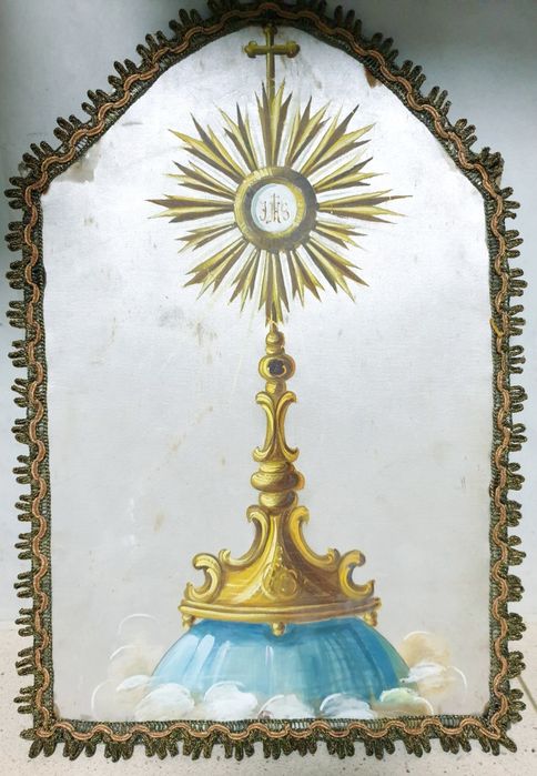 Antigo registo religioso de Custódia pintado à mão