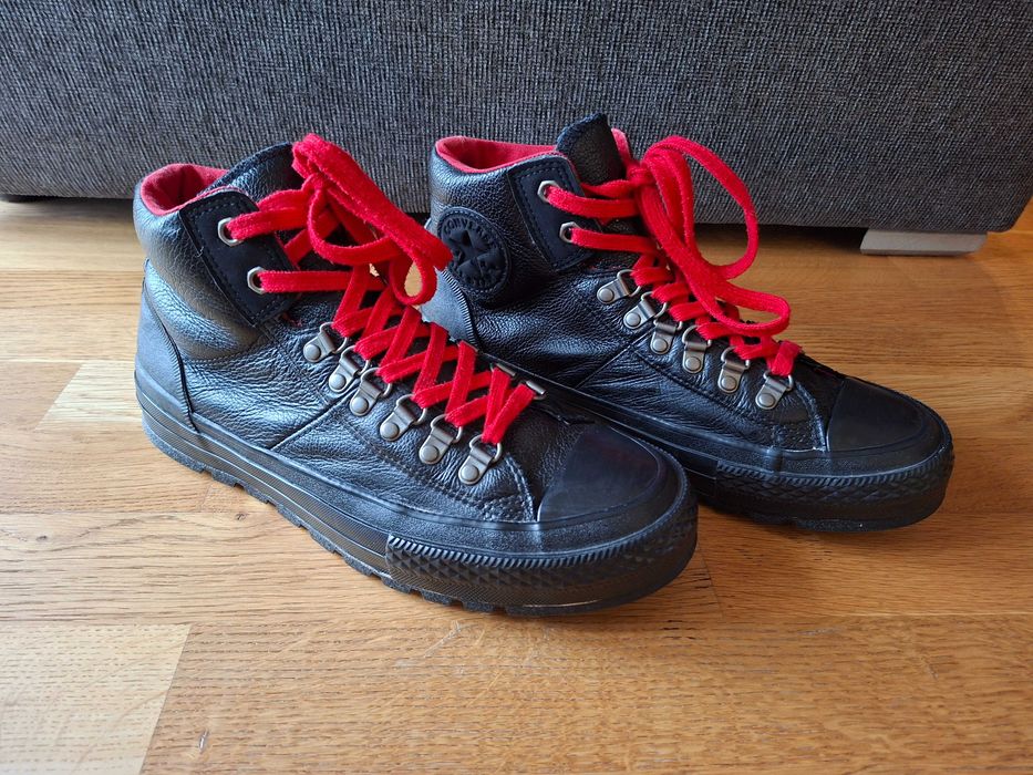 Czarne skórzane trampki, conversy za kostkę, 42, converse Chuck Taylor, uniseks