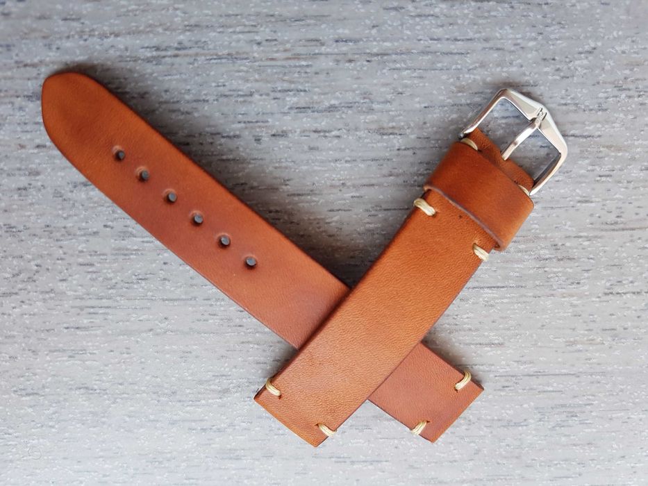 Jasnobrązowy pasek zegarka 18 mm skóra