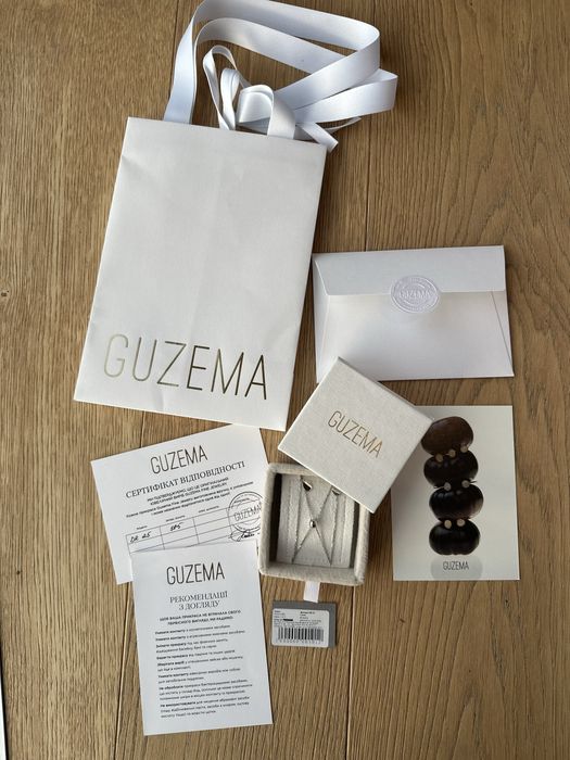 Кольє-краватка Guzema, клюшки, біле золото