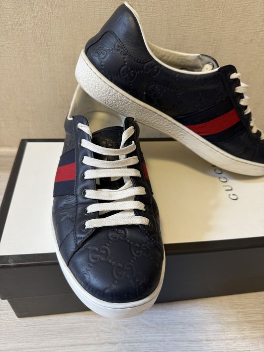 Gucci Ace Leather Web чоловічі шкіряні кросівки оригінал
