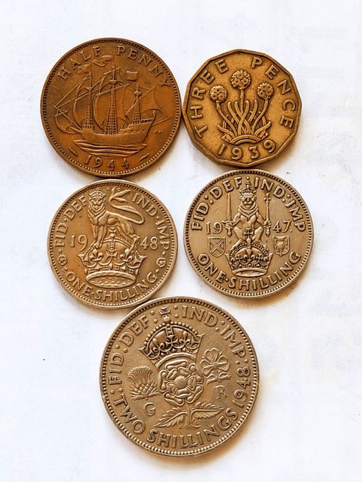 Великобритания 1930-1940.КорольГеорг6.Старые монеты.Набор 5 шт