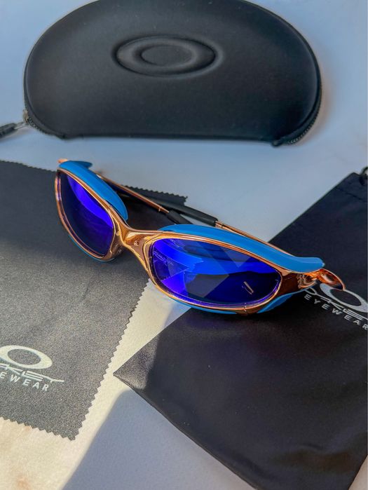Окуляри Oakley спортивні велосипедні / Трендові Сонцезахисні окуляри Оаклей y2k / Окуляри від сонця сині прозорі