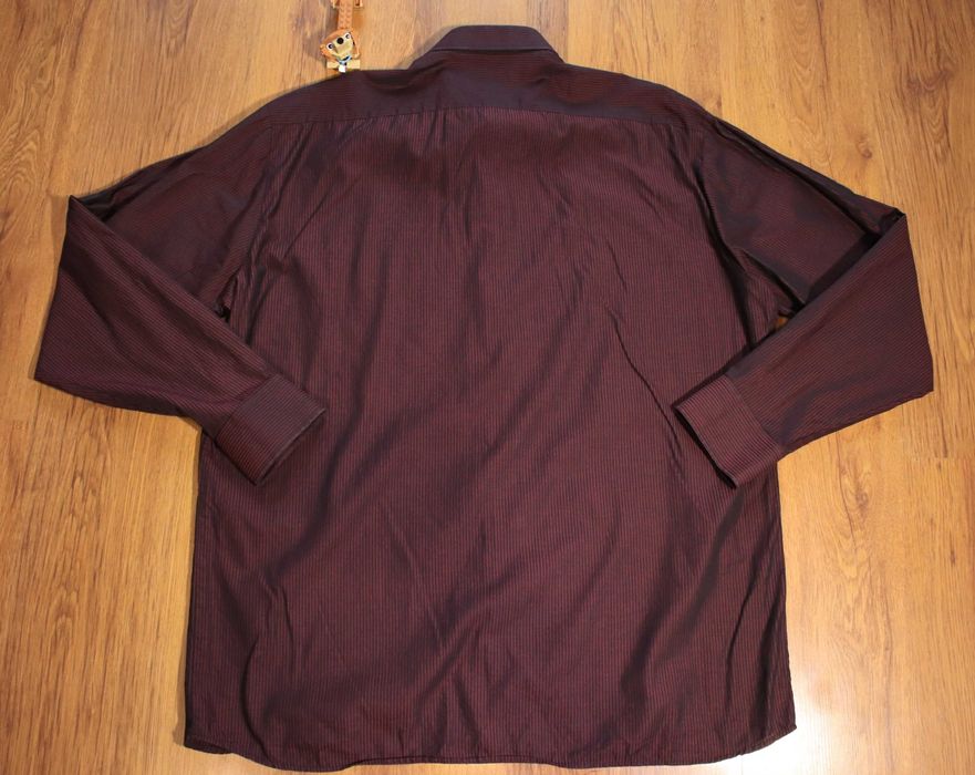 Koszula Bosweel r. 43 czerwono-czarna bawełna dł rękaw paski