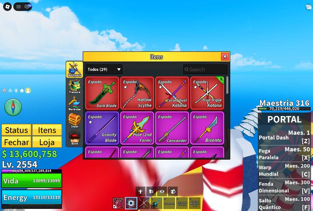 CONTA BLOX FRUITS HIGH-END | nível maximo (MAX) | 10.8M bounty | dark blade