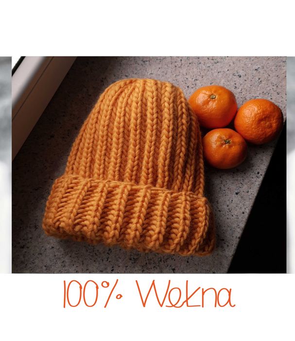 Zimowe grube ciepłe czapki wełniane beanie rękodzieło handmade