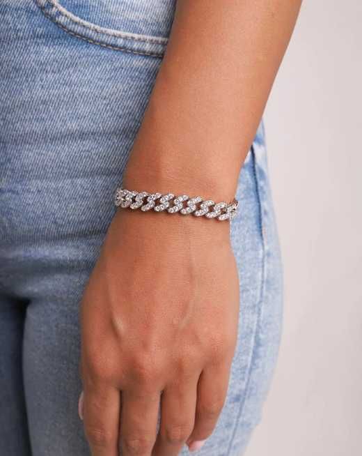 Pulseira Miami Cuban, Pulseira CZ, Prenda, 8mm, NOVO