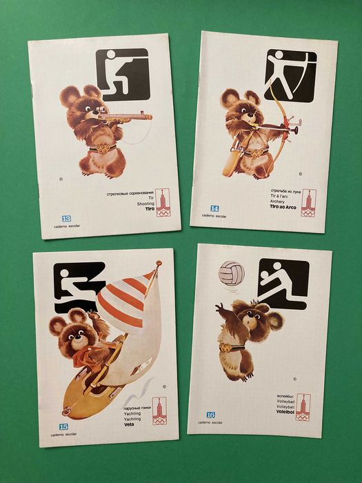 Colecção 16 Cadernos Escolares Jogos Olímpicos de Moscovo 1980 Misha