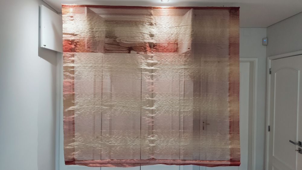 Cortina organza estore + portiers seda selvagem+varão metal