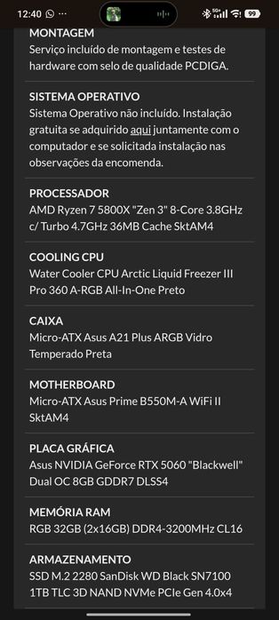 Setup Gaming Completo (Garantia PCDIGA)