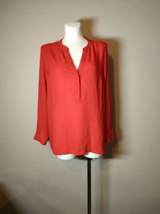 Koszula xl xxl czerwona dekolt v stójka