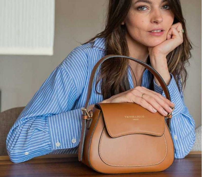 Victor&Hugo Skórzana torebka damska Laura koniakowa 23 X 18 X 9 cm