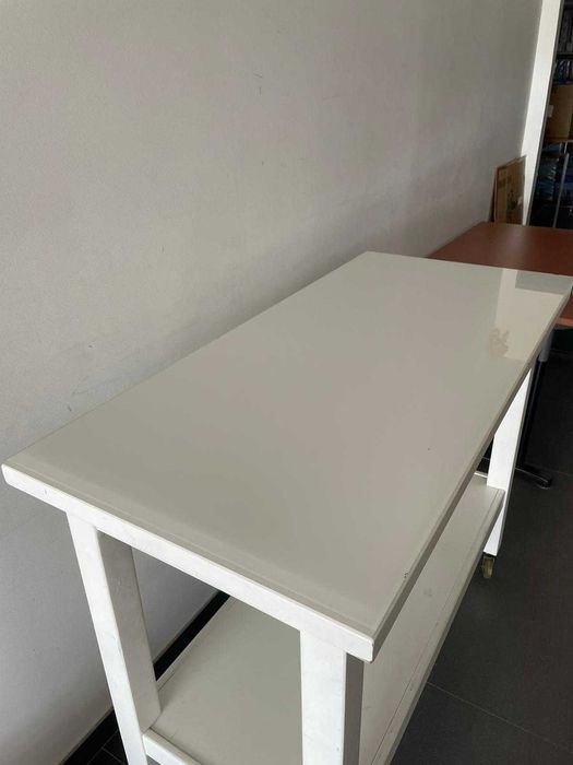 Banca de Trabalho Madeira Maciça C/ Tampo de Vidro