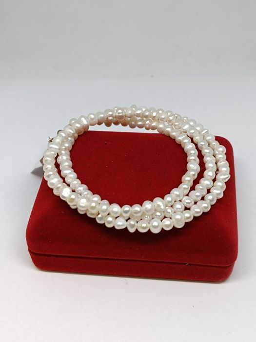 Naszyjnik z drobnymi perełkami, naturalne hodowlane dł.50-54cm