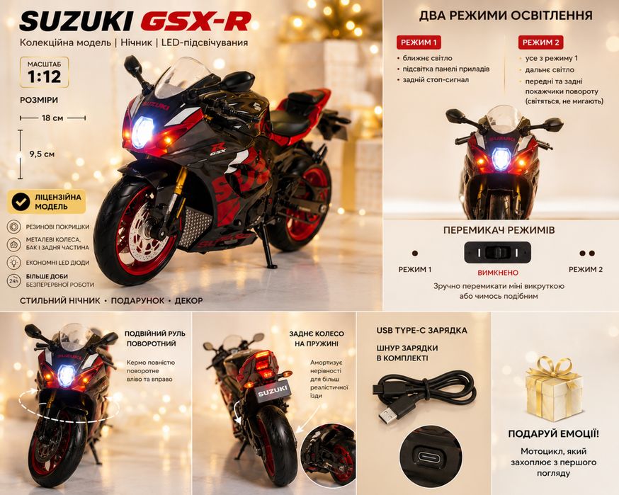 Модель мотоцикла Suzuki GSX-R 1:12