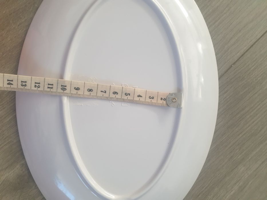 Półmisek plastikowy krata gingham biało niebieska retro