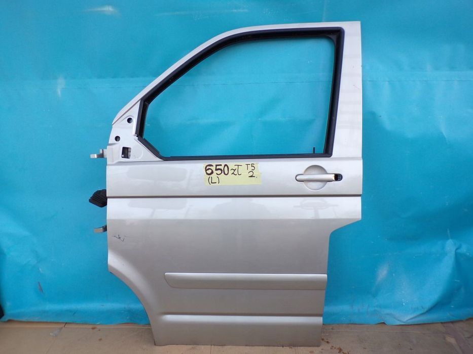 VW T5 TRANSPORTER drzwi przednie LEWE SREBRNE