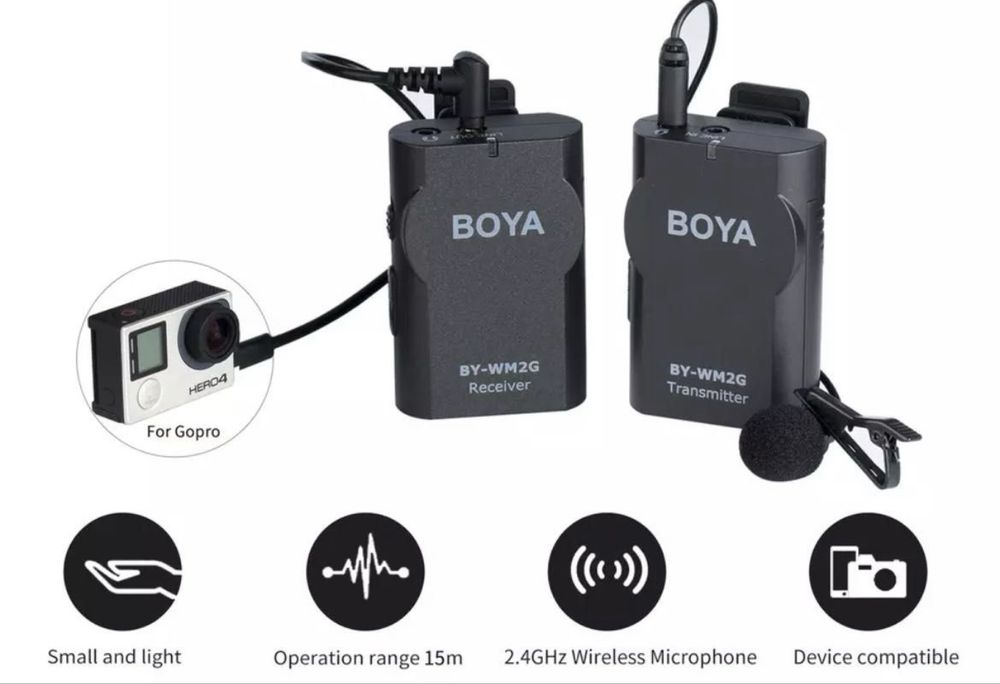 Петличні подвійні радіомікрофони Boya by-wm2g