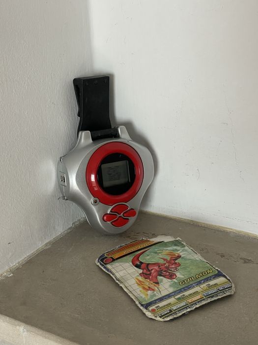 Digimon Tamers Digivice D-Power Red + Guilmon Digicard Bandai 2001