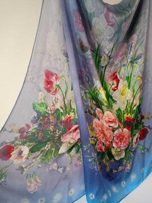 Розкішний палантин 100% шовк-сирець амбре 175х52 см