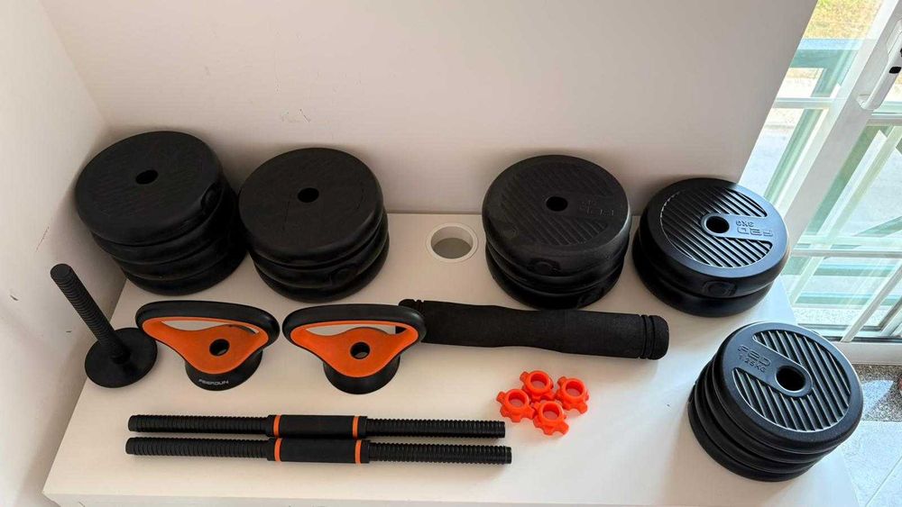 Kit de Halteres Xiaomi FED 40kg Ajustável + Barra + Kettlebell