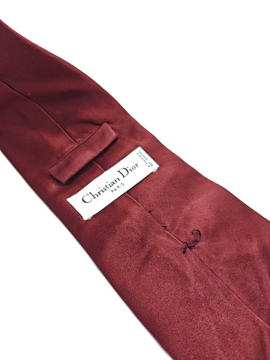 Christian Dior czerwony aksamitny jedwabny krawat ax35