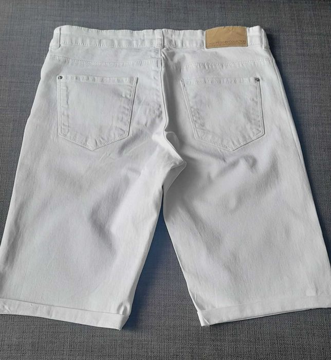 Jeansowe, białe bermudy, Vintage.