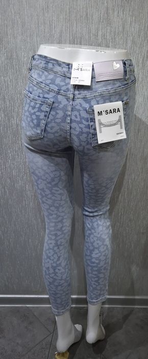 Spodnie rurki jasne jeansowe panterka S
