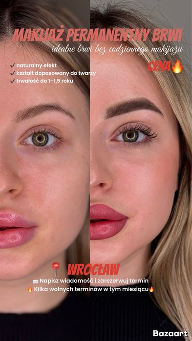 Profesjonalny makijaż permanentny brwi i ust,  linia rzęs