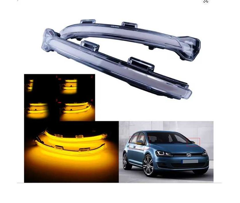 Piscas dinâmicos retrovisor Vw Golf 7 e 7.5 cristal