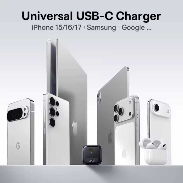 Зарядное устройство Baseus 45W GaN 6 для iPhone 17 16 Pro Max, Samsung