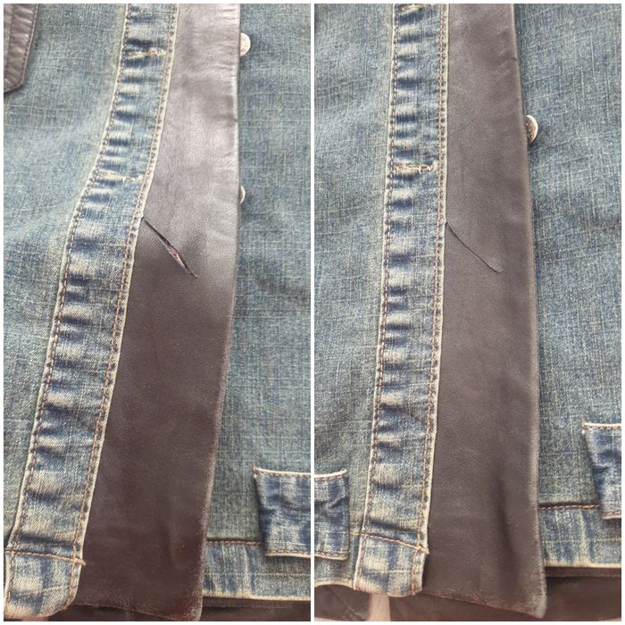 Płaszcz skórzany M damski jeans długi czarny