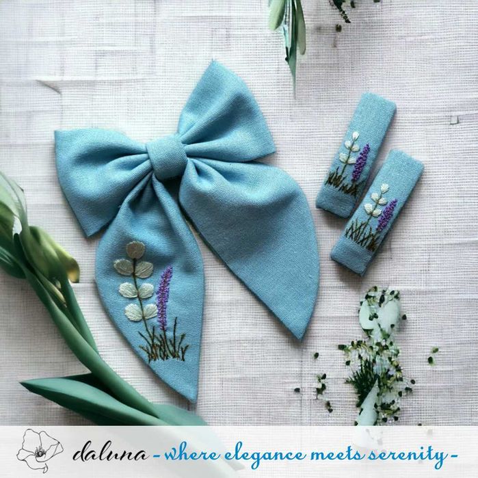 Laço e Ganchos Artesanais Bordados daluna