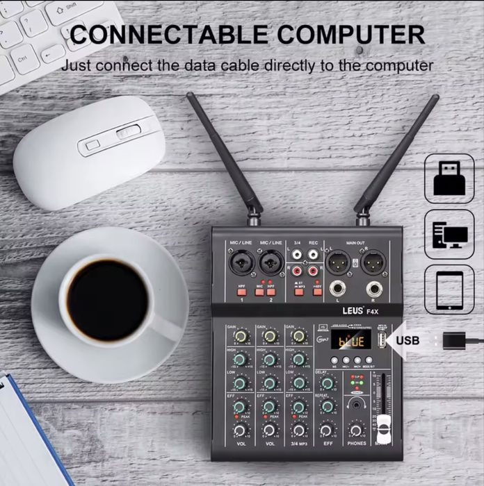 Misturadora de Som 4 canais - Leus F4x