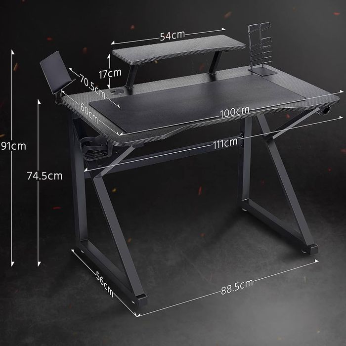 Biurko Yaheetech Gaming Desk 110 x 70 cm Ergonomic Gaming Desk Gaming Desk for Computer PC Home